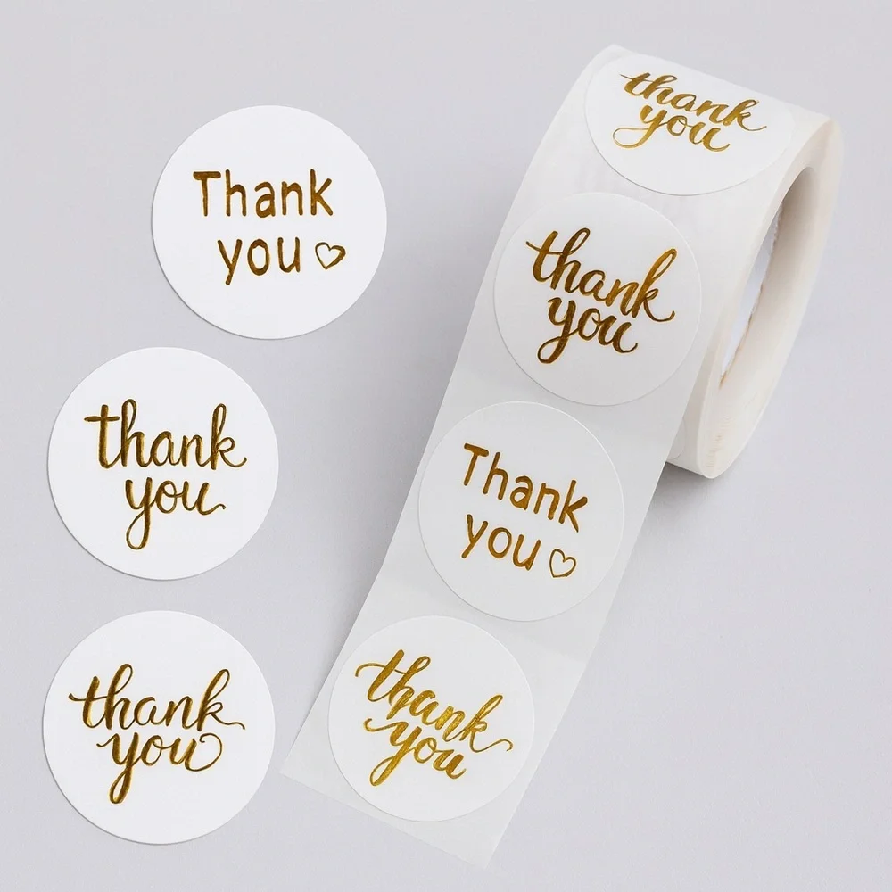 thank you stickers Gold  (variety pack) 1in round | shipping supplies